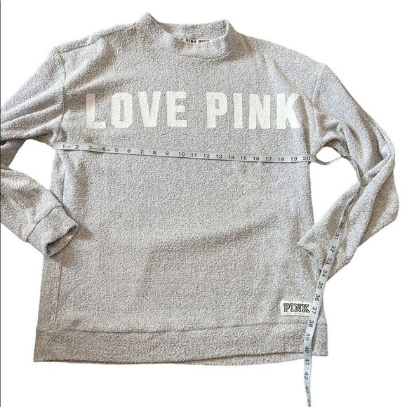 PINK LOVE PINK Graphic Grey Terry Cloth Long Fit Pullover Pullover Sweater S - Picture 5 of 7